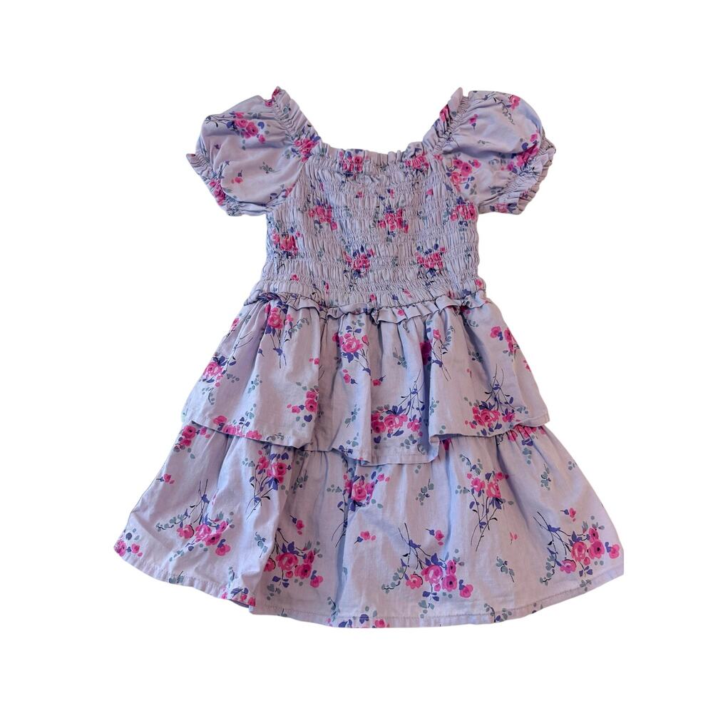GAP Floral Puff Sleeve Smocked Dress 4T Lavender